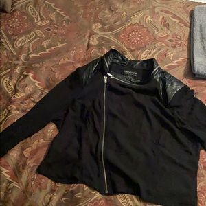 Black casual leather detailed blouse NEVER WORN